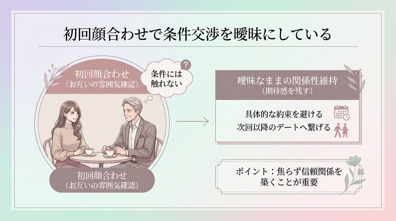 初回顔合わせで条件交渉を曖昧にしている