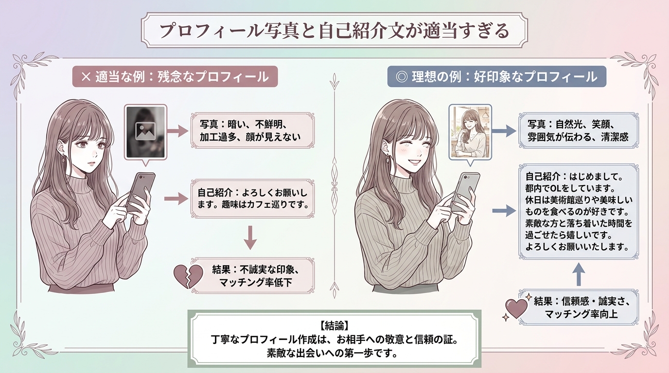 プロフィール写真と自己紹介文が適当すぎる