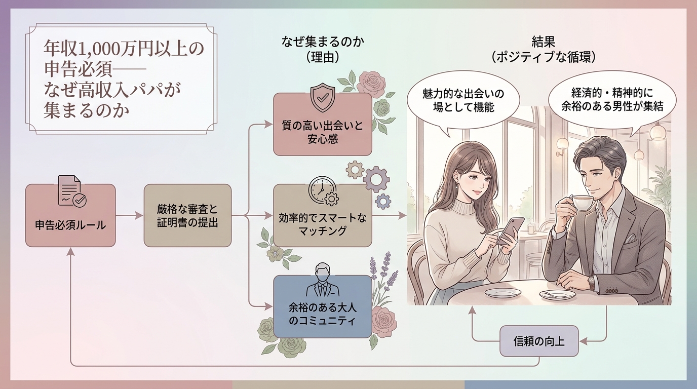年収1,000万円以上の申告必須——なぜ高収入パパが集まるのか