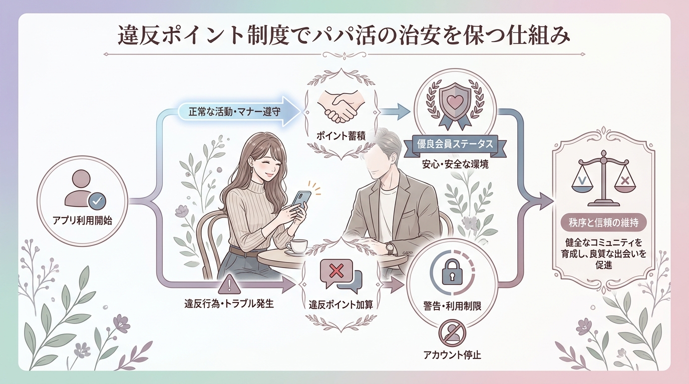 違反ポイント制度でパパ活の治安を保つ仕組み